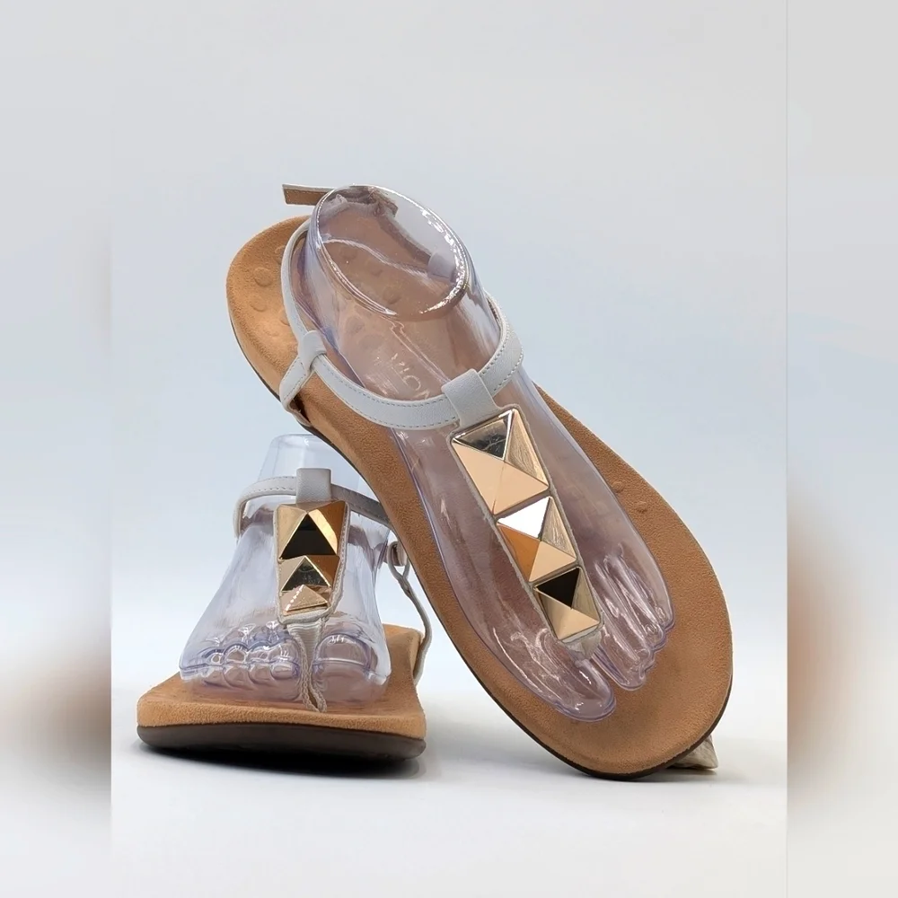 Vionic Nala Gold Embellished Flat T-Strap Sandal Orthaheel Technology Size 10 - Picture 9 of 17